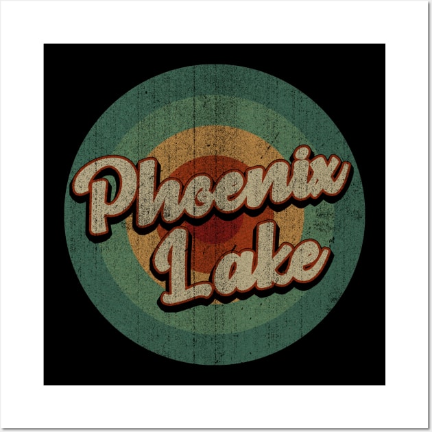 Circle Retro Vintage Phoenix Lake Wall Art by Jokowow